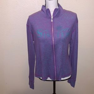 Sisters Mountains lightweight full zip up sweatshirt purple blue